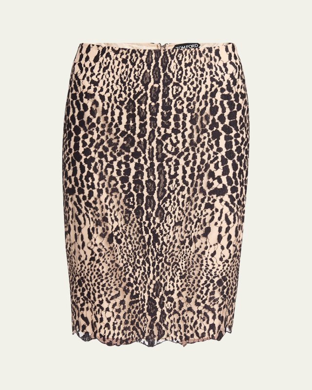 Leopard Lace Pencil Skirt